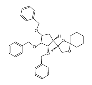 (2S)-2-[(1R,2R,3R,4R)-2,3,4-tris(benzyloxy)cyclopent-1-yl]-1,4-dioxaspiro[4.5]decane Structure