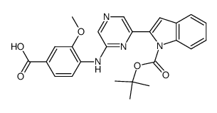 4-({6-[1-(tert-butoxycarbonyl)-1H-indol-2-yl]pyrazin-2-yl}amino)-3-methoxybenzoic acid Structure