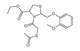ethyl 3-(2-acetylsulfanylacetyl)-2-[(2-methoxyphenoxy)methyl]-1,3-thiazolidine-4-carboxylate Structure