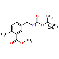 5-[[[(1,1-dimethylethoxy)carbonyl]amino]methyl]-2-methyl-Benzoic acid methyl ester结构式