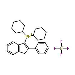 Dicyclohexyl(2-phenyl-1H-inden-3-yl)phosphonium tetrafluoroborate结构式