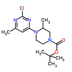 2-Methyl-2-propanyl 4-(2-chloro-6-methyl-4-pyrimidinyl)-3-methyl-1-piperazinecarboxylate结构式