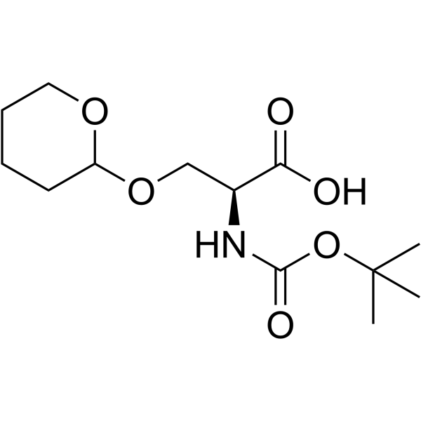 N-(tert-Butoxycarbonyl)-O-(tetrahydro-2H-pyran-2-yl)-L-serine结构式