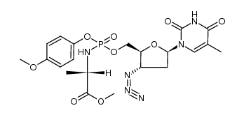 3'-azido-3'-deoxythymidine-5'-(p-methoxyphenyl-methoxyalaninyl phosphate结构式