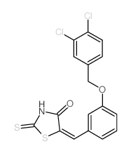(5E)-5-[[3-[(3,4-dichlorophenyl)methoxy]phenyl]methylidene]-2-sulfanylidene-1,3-thiazolidin-4-one Structure