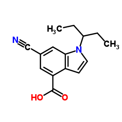 6-Cyano-1-(3-pentanyl)-1H-indole-4-carboxylic acid结构式