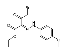 4-bromo-2-(4-methoxy-phenylhydrazono)-3-oxo-butyric acid ethyl ester结构式