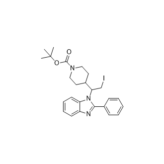4-(2-碘-1-(2-苯基-1H-苯并[d]咪唑-1-基)乙基)哌啶-1-甲酸叔丁酯结构式