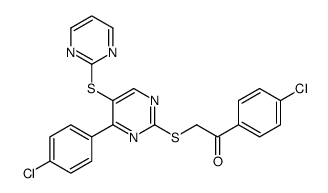 1-(4-chlorophenyl)-2-[4-(4-chlorophenyl)-5-pyrimidin-2-ylsulfanylpyrimidin-2-yl]sulfanylethanone Structure