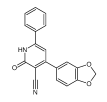 4-(3,4-methylenedioxyphenyl)-1,2-dihydro-2-oxo-6-phenylpyridine-3-carbonitrile Structure