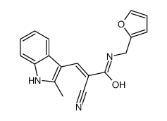 (E)-2-cyano-N-(furan-2-ylmethyl)-3-(2-methyl-1H-indol-3-yl)prop-2-enamide结构式