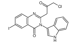 2-(3-chloro-2-oxopropyl)-3-(1H-indol-3-yl)-6-iodoquinazolin-4-one结构式
