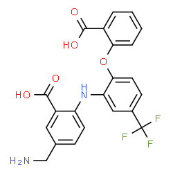 Benzoic acid,5-(aminomethyl)-2-[[2-(2-carboxyphenoxy)-5-(trifluoromethyl)phenyl]amino]- structure