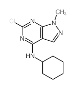 3-chloro-N-cyclohexyl-9-methyl-2,4,8,9-tetrazabicyclo[4.3.0]nona-1,3,5,7-tetraen-5-amine structure