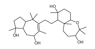 Decahydro-2,2,5a,7-tetramethyl-6-[2-(1,2,3,3a,4,7,8,8a-octahydro-1,7-dihydroxy-1,4,4,6-tetramethylazulen-5-yl)ethyl]-1-benzoxepine-3,7-diol结构式