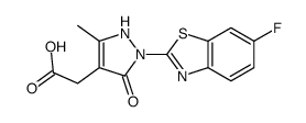 2-[2-(6-fluoro-1,3-benzothiazol-2-yl)-5-methyl-3-oxo-1H-pyrazol-4-yl]acetic acid Structure