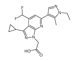 [3-Cyclopropyl-4-(difluoromethyl)-6-(1-ethyl-5-methyl-1H-pyrazol-4-yl)-1H-pyrazolo[3,4-b]pyridin-1-yl]acetic acid结构式