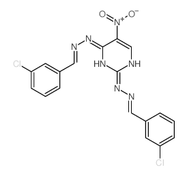 N,N-bis[(3-chlorophenyl)methylideneamino]-5-nitro-pyrimidine-2,4-diamine structure