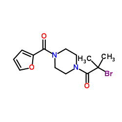 2-Bromo-1-[4-(2-furoyl)-1-piperazinyl]-2-methyl-1-propanone structure