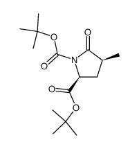 (2S,4S)-di-tert-butyl 4-methyl-5-oxopyrrolidine-1,2-dicarboxylate结构式