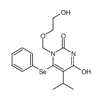 2,4(1H,3H)-Pyrimidinedione, 1-[(2-hydroxyethoxy)methyl]-5-(1-methyleth yl)-6-(phenylseleno)- Structure