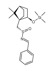 (1S,2R,4R,SS)-7,7-dimethyl-N-(phenylmethylene)-2-(trimethylsilyloxy)bicyclo[2.2.1]heptane-1-methanesulfinamide结构式