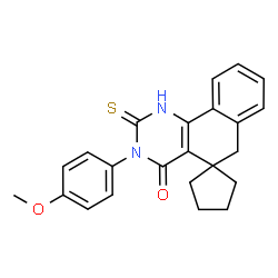 3-(4-methoxyphenyl)-2-thioxo-2,3,5,6-tetrahydrospiro(benzo[h]quinazoline-5,1'-cyclopentane)-4(1H)-one结构式