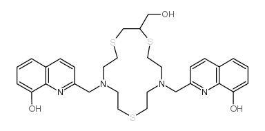 2,2'-[[2-(HYDROXYMETHYL)-1,4,10-TRITHIA-7,13-DIAZACYCLOPENTADECANE-7,13-DIYL]BIS(METHYLENE)]BIS-8-QUINOLINOL Structure