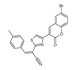 (Z)-2-[4-(6-bromo-2-oxochromen-3-yl)-1,3-thiazol-2-yl]-3-(4-methylphenyl)prop-2-enenitrile Structure