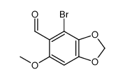 4-bromo-6-methoxy-1,3-benzodioxole-5-carbaldehyde结构式