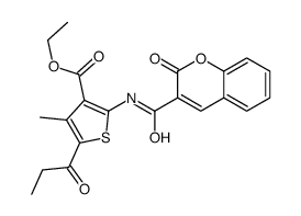 ethyl 4-methyl-2-[(2-oxochromene-3-carbonyl)amino]-5-propanoylthiophene-3-carboxylate结构式