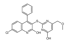 7-chloro-3-[[6-(methoxymethyl)-4-oxo-1H-pyrimidin-2-yl]sulfanyl]-4-phenyl-1H-quinolin-2-one结构式