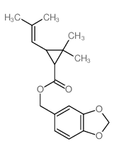 Cyclopropanecarboxylicacid, 2,2-dimethyl-3-(2-methyl-1-propen-1-yl)-, 1,3-benzodioxol-5-ylmethylester结构式