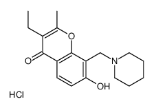 3-ethyl-7-hydroxy-2-methyl-8-(piperidin-1-ium-1-ylmethyl)chromen-4-one,chloride Structure