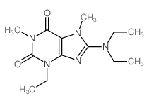 8-diethylamino-3-ethyl-1,7-dimethyl-purine-2,6-dione结构式