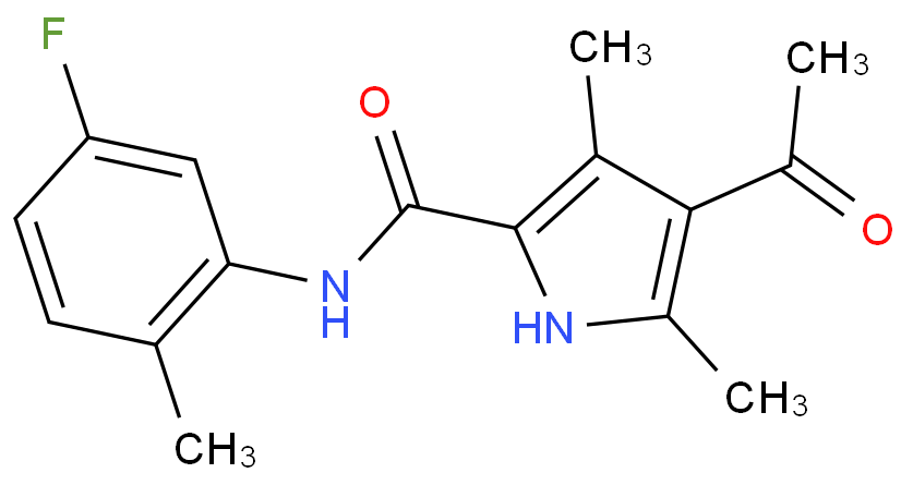 4-acetyl-N-(5-fluoro-2-methylphenyl)-3,5-dimethyl-1H-pyrrole-2-carboxamide结构式