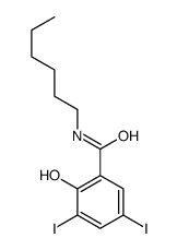 N-hexyl-2-hydroxy-3,5-diiodobenzamide结构式