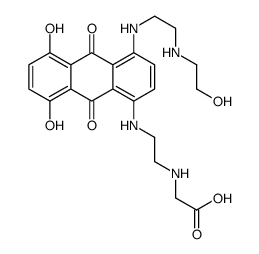 2-[2-[[5,8-dihydroxy-4-[2-(2-hydroxyethylamino)ethylamino]-9,10-dioxoanthracen-1-yl]amino]ethylamino]acetic acid结构式