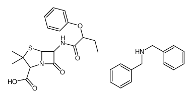 N-benzyl-1-phenylmethanamine,3,3-dimethyl-7-oxo-6-(2-phenoxybutanoylamino)-4-thia-1-azabicyclo[3.2.0]heptane-2-carboxylic acid Structure