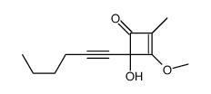 4-hex-1-ynyl-4-hydroxy-3-methoxy-2-methylcyclobut-2-en-1-one结构式
