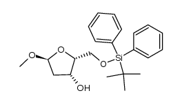 methyl 5-O-(tert-butyldiphenylsilyl)-2-deoxy-α-D-threo-pentofuranoside结构式