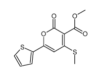 6-(2-thienyl)-3-methoxycarbonyl-4-methylsulfanyl-2H-pyran-2-one结构式