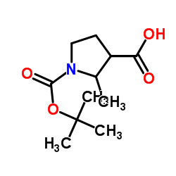 1-(叔丁氧基羰基)-2-甲基吡咯烷-3-羧酸结构式