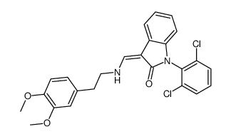 (3Z)-1-(2,6-dichlorophenyl)-3-[[2-(3,4-dimethoxyphenyl)ethylamino]methylidene]indol-2-one结构式