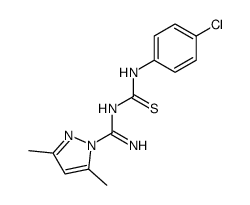 N-((4-chlorophenyl)carbamothioyl)-3,5-dimethyl-1H-pyrazole-1-carboximidamide结构式