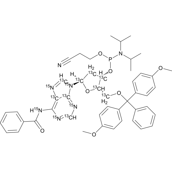 DMT-dA(bz) Phosphoramidite-13C10,15N5 Structure