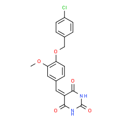 5-{4-[(4-Chlorobenzyl)oxy]-3-methoxybenzylidene}-2,4,6(1H,3H,5H)-pyrimidinetrione Structure