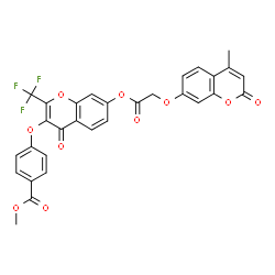 methyl 4-{[7-({[(4-methyl-2-oxo-2H-chromen-7-yl)oxy]acetyl}oxy)-4-oxo-2-(trifluoromethyl)-4H-chromen-3-yl]oxy}benzoate structure