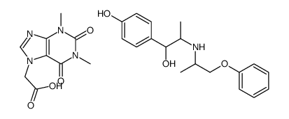 2-(1,3-dimethyl-2,6-dioxopurin-7-yl)acetic acid,4-[1-hydroxy-2-(1-phenoxypropan-2-ylamino)propyl]phenol Structure