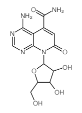 5-amino-10-[3,4-dihydroxy-5-(hydroxymethyl)oxolan-2-yl]-9-oxo-2,4,10-triazabicyclo[4.4.0]deca-1,3,5,7-tetraene-7-carboxamide structure